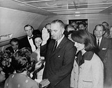 Photo:  Lyndon_B._Johnson_taking_the_oath_of_office,_November_1963